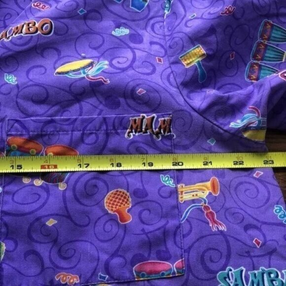 Musical Instrument Print Scrub Top Purple Mambo Samba Tango Nurse‎ - Picture 5 of 10